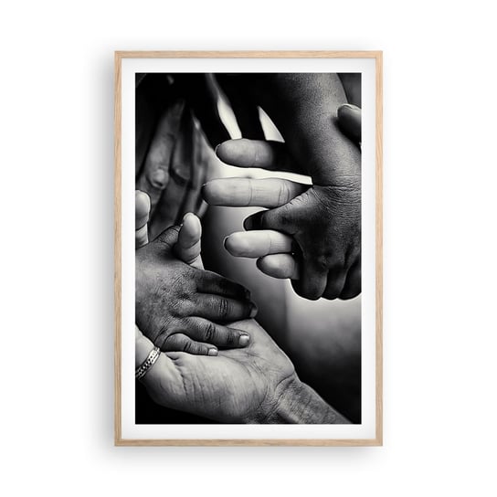 Obraz - Plakat - Być człowiekiem - 61x91cm - Dłonie Ludzie Miłość - Foto Plakaty na ścianę w ramie jasny dąb - Plakat do Salonu Sypialni ARTTOR ARTTOR