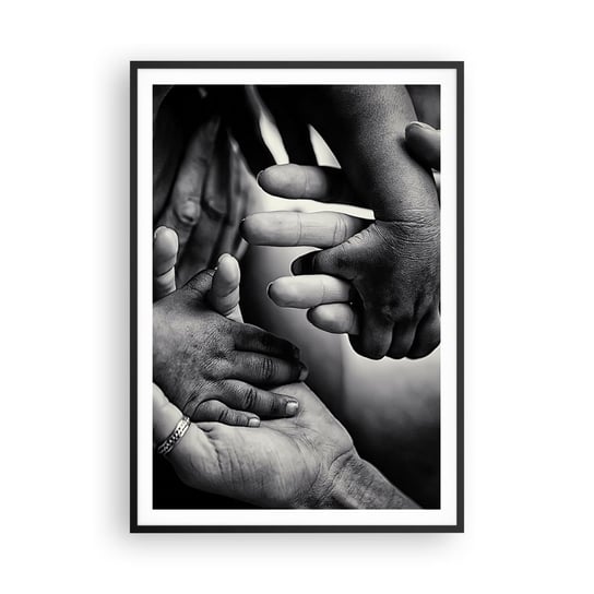 Obraz - Plakat - Być człowiekiem - 70x100cm - Dłonie Ludzie Miłość - Foto Plakaty w ramie koloru czarnego do Salonu Sypialni ARTTOR ARTTOR