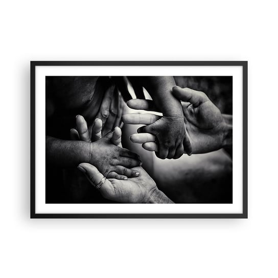 Obraz - Plakat - Być człowiekiem - 70x50cm - Dłonie Ludzie Miłość - Nowoczesny modny obraz Plakat czarna rama ARTTOR ARTTOR