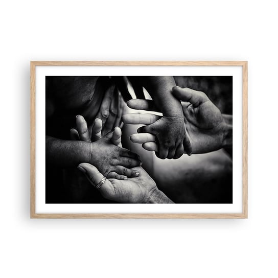 Obraz - Plakat - Być człowiekiem - 70x50cm - Dłonie Ludzie Miłość - Nowoczesny modny obraz Plakat rama jasny dąb ARTTOR ARTTOR