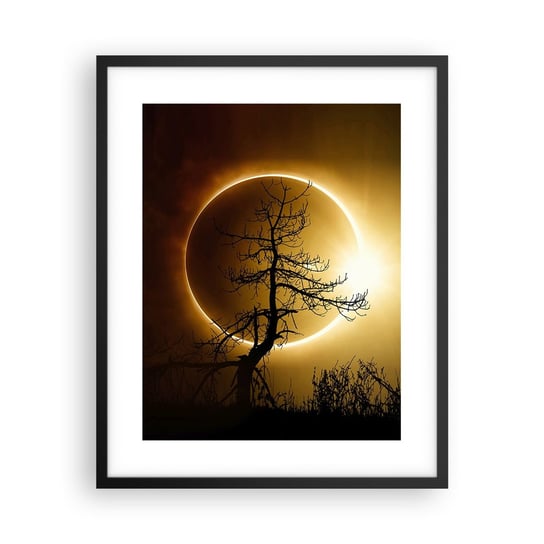 Obraz - Plakat - Całkowite zaćmienie - 40x50cm - Zaćmienie Słońca Drzewo Krajobraz - Foto Plakaty w ramie koloru czarnego do Salonu Sypialni ARTTOR ARTTOR