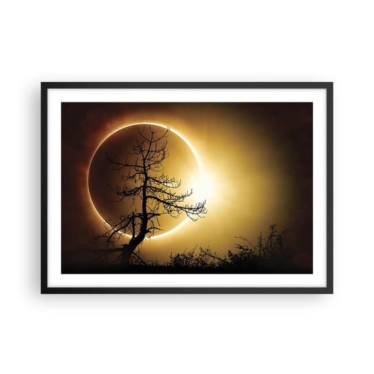 Obraz - Plakat - Całkowite zaćmienie - 70x50cm - Zaćmienie Słońca Drzewo Krajobraz - Nowoczesny modny obraz Plakat czarna rama ARTTOR ARTTOR