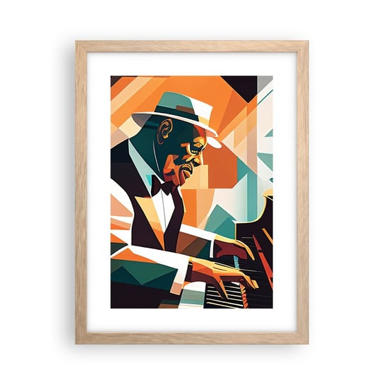 Obraz - Plakat - Cały ten jazz - 30x40cm - Fortepian Pianino Kubizm - Foto Plakaty na ścianę w ramie jasny dąb - Plakat do Salonu Sypialni ARTTOR ARTTOR