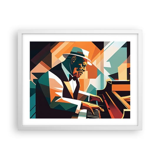 Obraz - Plakat - Cały ten jazz - 50x40cm - Fortepian Pianino Kubizm - Foto Plakaty w ramie koloru białego do Salonu Sypialni ARTTOR ARTTOR