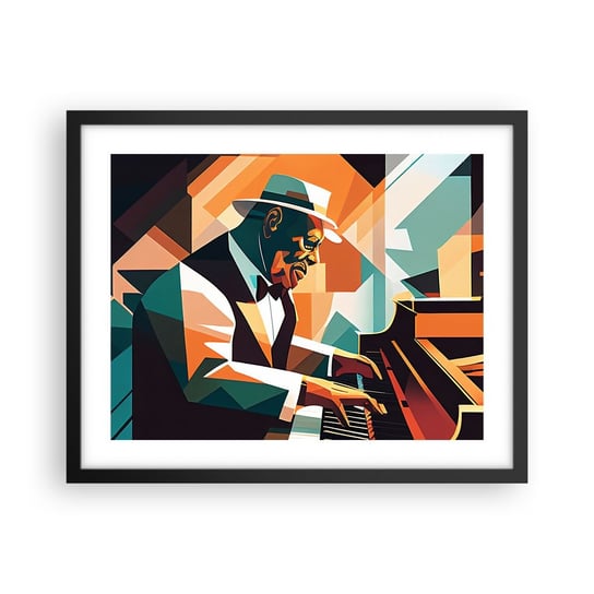 Obraz - Plakat - Cały ten jazz - 50x40cm - Fortepian Pianino Kubizm - Foto Plakaty w ramie koloru czarnego do Salonu Sypialni ARTTOR ARTTOR