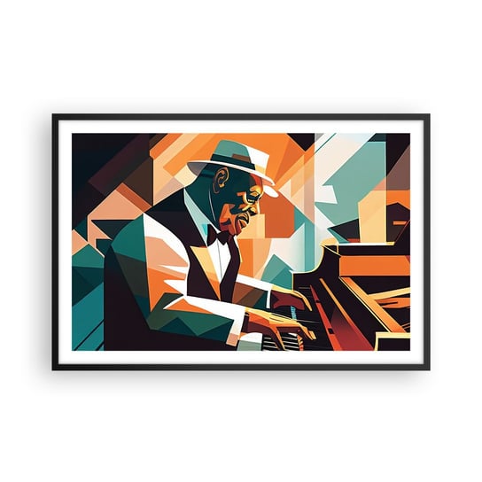 Obraz - Plakat - Cały ten jazz - 91x61cm - Fortepian Pianino Kubizm - Foto Plakaty na ścianę w czarnej ramie - Plakat do Salonu Sypialni ARTTOR ARTTOR