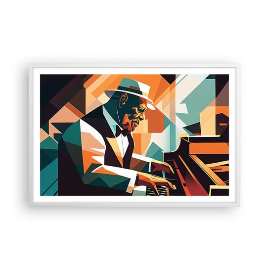 Obraz - Plakat - Cały ten jazz - 91x61cm - Fortepian Pianino Kubizm - Foto Plakaty na ścianę w ramie białej - Plakat do Salonu Sypialni ARTTOR ARTTOR
