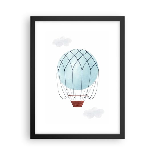 Obraz - Plakat - Cały w chmurach - 30x40cm - Dziecięcy Balon Minimalizm - Foto Plakaty na ścianę w czarnej ramie - Plakat do Salonu Sypialni ARTTOR ARTTOR