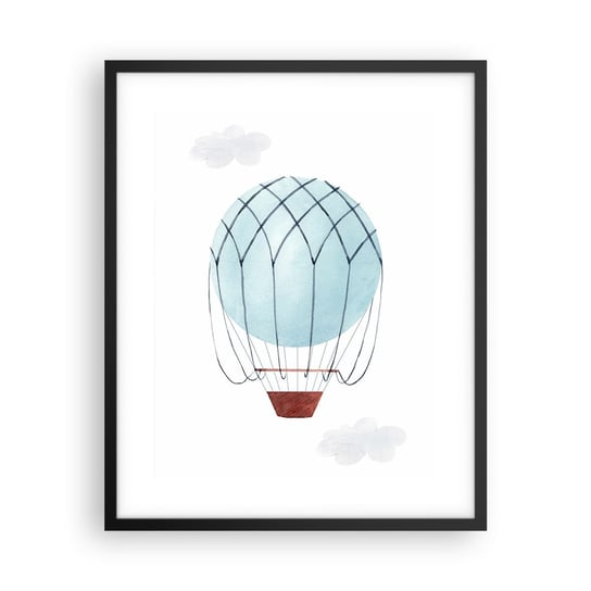 Obraz - Plakat - Cały w chmurach - 40x50cm - Dziecięcy Balon Minimalizm - Foto Plakaty w ramie koloru czarnego do Salonu Sypialni ARTTOR ARTTOR