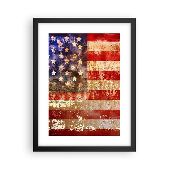 Obraz - Plakat - Chwała nie przemija - 30x40cm - Ameryka Flaga Amerykańska Grafika - Foto Plakaty na ścianę w czarnej ramie - Plakat do Salonu Sypialni ARTTOR ARTTOR