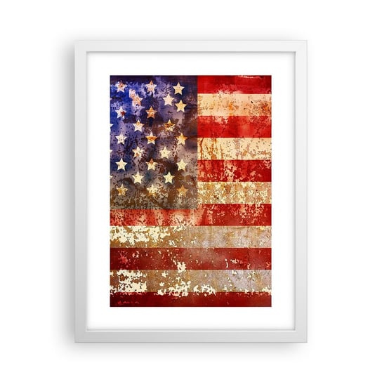 Obraz - Plakat - Chwała nie przemija - 30x40cm - Ameryka Flaga Amerykańska Grafika - Foto Plakaty na ścianę w ramie białej - Plakat do Salonu Sypialni ARTTOR ARTTOR