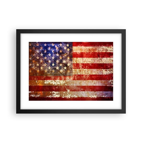 Obraz - Plakat - Chwała nie przemija - 40x30cm - Ameryka Flaga Amerykańska Grafika - Foto Plakaty na ścianę w czarnej ramie - Plakat do Salonu Sypialni ARTTOR ARTTOR