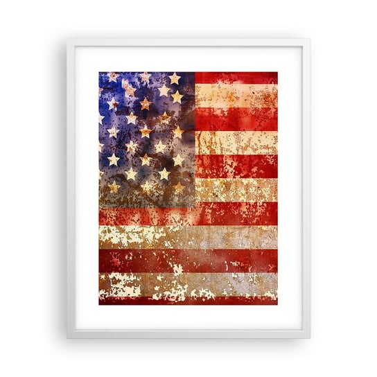 Obraz - Plakat - Chwała nie przemija - 40x50cm - Ameryka Flaga Amerykańska Grafika - Foto Plakaty w ramie koloru białego do Salonu Sypialni ARTTOR ARTTOR