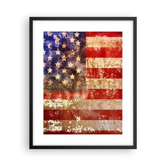 Obraz - Plakat - Chwała nie przemija - 40x50cm - Ameryka Flaga Amerykańska Grafika - Foto Plakaty w ramie koloru czarnego do Salonu Sypialni ARTTOR ARTTOR