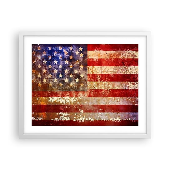 Obraz - Plakat - Chwała nie przemija - 50x40cm - Ameryka Flaga Amerykańska Grafika - Foto Plakaty w ramie koloru białego do Salonu Sypialni ARTTOR ARTTOR