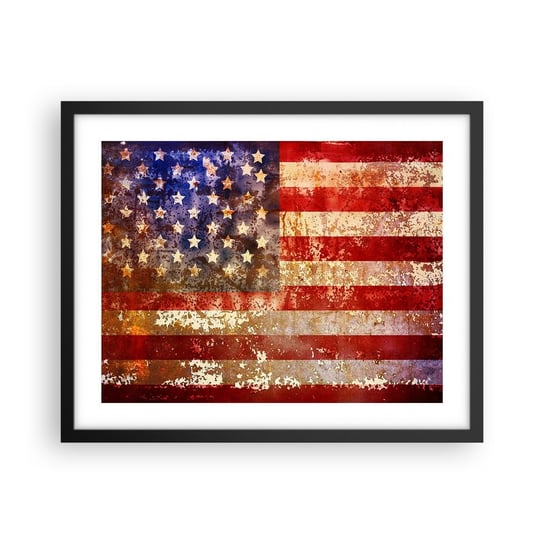 Obraz - Plakat - Chwała nie przemija - 50x40cm - Ameryka Flaga Amerykańska Grafika - Foto Plakaty w ramie koloru czarnego do Salonu Sypialni ARTTOR ARTTOR