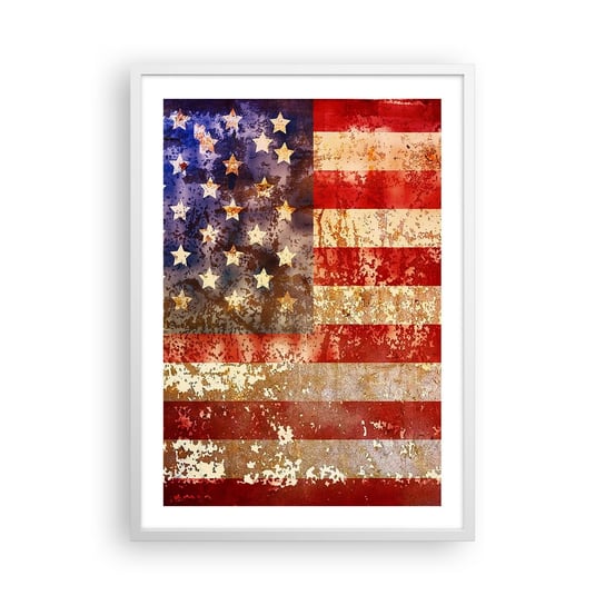 Obraz - Plakat - Chwała nie przemija - 50x70cm - Ameryka Flaga Amerykańska Grafika - Nowoczesny modny obraz Plakat rama biała ARTTOR ARTTOR