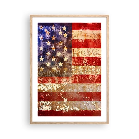 Obraz - Plakat - Chwała nie przemija - 50x70cm - Ameryka Flaga Amerykańska Grafika - Nowoczesny modny obraz Plakat rama jasny dąb ARTTOR ARTTOR