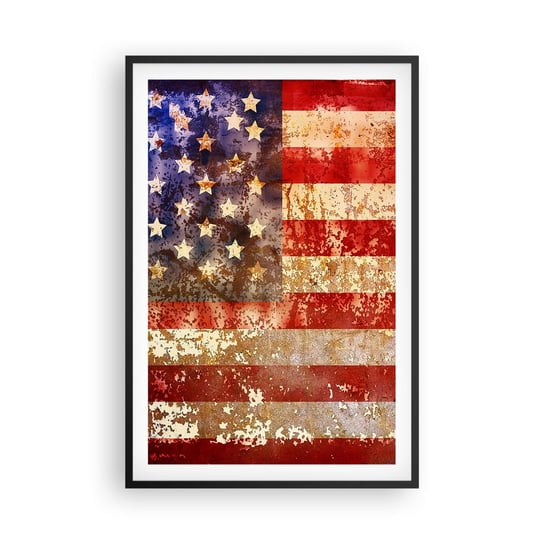 Obraz - Plakat - Chwała nie przemija - 61x91cm - Ameryka Flaga Amerykańska Grafika - Foto Plakaty na ścianę w czarnej ramie - Plakat do Salonu Sypialni ARTTOR ARTTOR