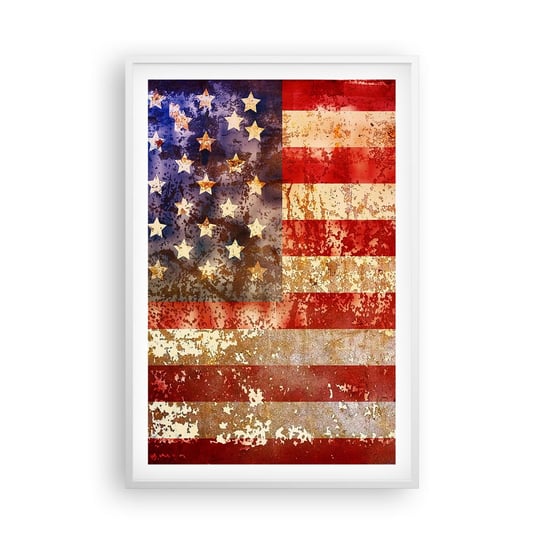 Obraz - Plakat - Chwała nie przemija - 61x91cm - Ameryka Flaga Amerykańska Grafika - Foto Plakaty na ścianę w ramie białej - Plakat do Salonu Sypialni ARTTOR ARTTOR