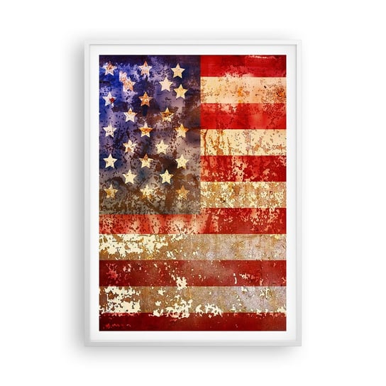 Obraz - Plakat - Chwała nie przemija - 70x100cm - Ameryka Flaga Amerykańska Grafika - Foto Plakaty w ramie koloru białego do Salonu Sypialni ARTTOR ARTTOR