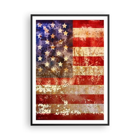 Obraz - Plakat - Chwała nie przemija - 70x100cm - Ameryka Flaga Amerykańska Grafika - Foto Plakaty w ramie koloru czarnego do Salonu Sypialni ARTTOR ARTTOR