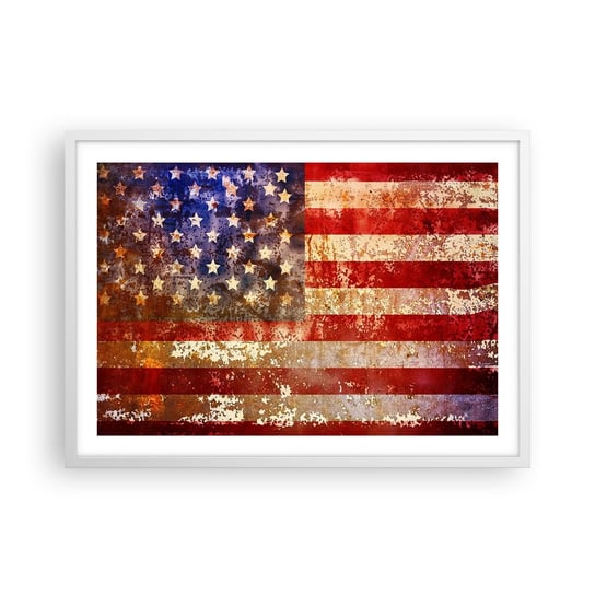 Obraz - Plakat - Chwała nie przemija - 70x50cm - Ameryka Flaga Amerykańska Grafika - Nowoczesny modny obraz Plakat rama biała ARTTOR ARTTOR