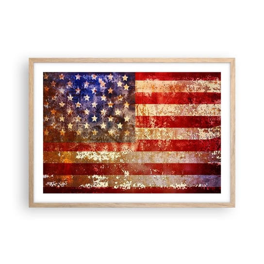 Obraz - Plakat - Chwała nie przemija - 70x50cm - Ameryka Flaga Amerykańska Grafika - Nowoczesny modny obraz Plakat rama jasny dąb ARTTOR ARTTOR