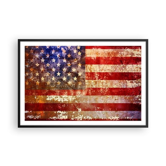 Obraz - Plakat - Chwała nie przemija - 91x61cm - Ameryka Flaga Amerykańska Grafika - Foto Plakaty na ścianę w czarnej ramie - Plakat do Salonu Sypialni ARTTOR ARTTOR