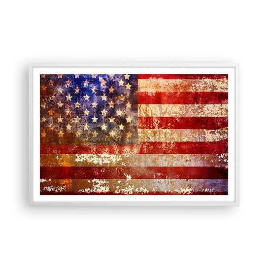 Obraz - Plakat - Chwała nie przemija - 91x61cm - Ameryka Flaga Amerykańska Grafika - Foto Plakaty na ścianę w ramie białej - Plakat do Salonu Sypialni ARTTOR ARTTOR