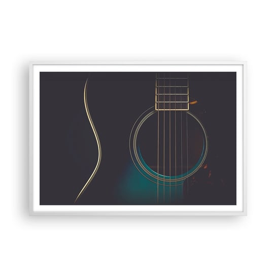 Obraz - Plakat - Chwila zanim zabrzmi - 100x70cm - Gitara Muzyka Struny - Foto Plakaty w ramie koloru białego do Salonu Sypialni ARTTOR ARTTOR