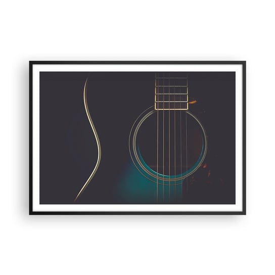 Obraz - Plakat - Chwila zanim zabrzmi - 100x70cm - Gitara Muzyka Struny - Foto Plakaty w ramie koloru czarnego do Salonu Sypialni ARTTOR ARTTOR