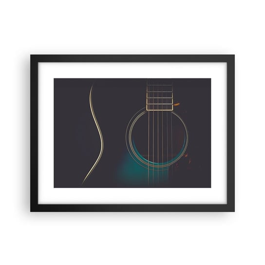 Obraz - Plakat - Chwila zanim zabrzmi - 40x30cm - Gitara Muzyka Struny - Foto Plakaty na ścianę w czarnej ramie - Plakat do Salonu Sypialni ARTTOR ARTTOR