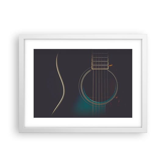 Obraz - Plakat - Chwila zanim zabrzmi - 40x30cm - Gitara Muzyka Struny - Foto Plakaty na ścianę w ramie białej - Plakat do Salonu Sypialni ARTTOR ARTTOR
