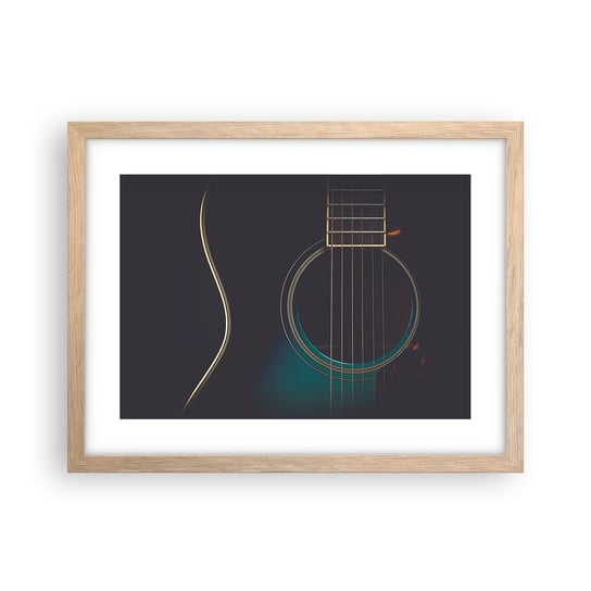 Obraz - Plakat - Chwila zanim zabrzmi - 40x30cm - Gitara Muzyka Struny - Foto Plakaty na ścianę w ramie jasny dąb - Plakat do Salonu Sypialni ARTTOR ARTTOR