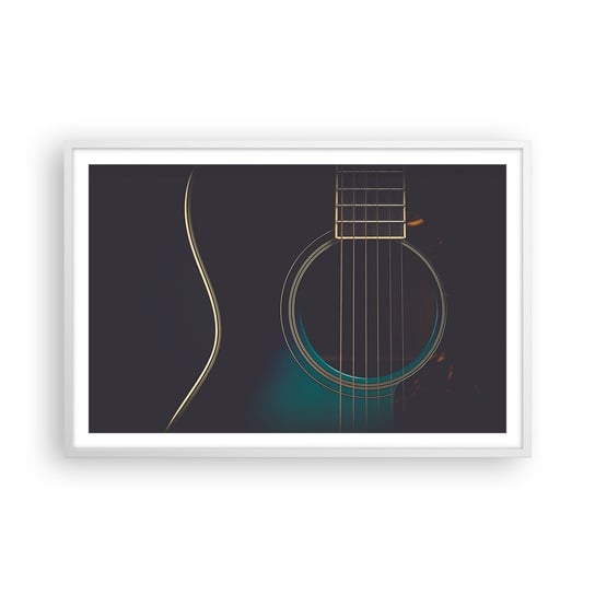 Obraz - Plakat - Chwila zanim zabrzmi - 91x61cm - Gitara Muzyka Struny - Foto Plakaty na ścianę w ramie białej - Plakat do Salonu Sypialni ARTTOR ARTTOR