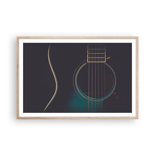 Obraz - Plakat - Chwila zanim zabrzmi - 91x61cm - Gitara Muzyka Struny - Foto Plakaty na ścianę w ramie jasny dąb - Plakat do Salonu Sypialni ARTTOR ARTTOR