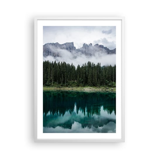 Obraz - Plakat - Cicho, cicho, nie budźmy wody spiącej… - 50x70cm - Krajobraz Góry Jezioro - Nowoczesny modny obraz Plakat rama biała ARTTOR ARTTOR