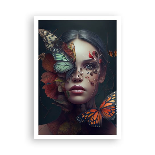 Obraz - Plakat - Cudowna metamorfoza - 70x100cm - Motyle Twarz Kobieta - Foto Plakaty bez ramy na ścianę do Salonu Sypialni ARTTOR ARTTOR