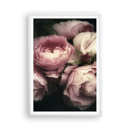 Obraz - Plakat - Czar belle epoque - 70x100cm - Kwiaty Piwonia Bukiet - Foto Plakaty w ramie koloru białego do Salonu Sypialni ARTTOR ARTTOR