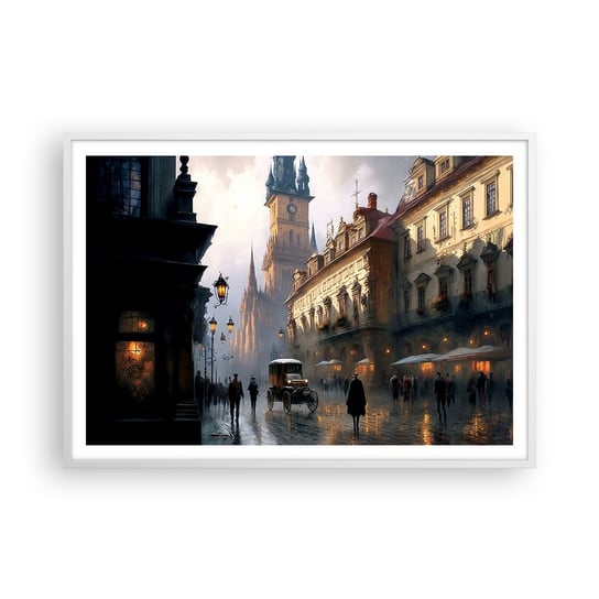 Obraz - Plakat - Czar praskiego wieczoru - 100x70cm - Stare Miasto Praga Historyczny - Foto Plakaty w ramie koloru białego do Salonu Sypialni ARTTOR ARTTOR