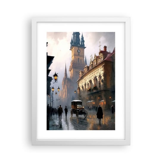Obraz - Plakat - Czar praskiego wieczoru - 30x40cm - Stare Miasto Praga Historyczny - Foto Plakaty na ścianę w ramie białej - Plakat do Salonu Sypialni ARTTOR ARTTOR