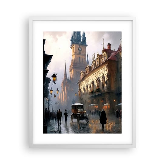 Obraz - Plakat - Czar praskiego wieczoru - 40x50cm - Stare Miasto Praga Historyczny - Foto Plakaty w ramie koloru białego do Salonu Sypialni ARTTOR ARTTOR