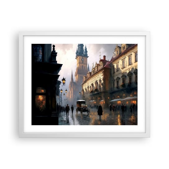 Obraz - Plakat - Czar praskiego wieczoru - 50x40cm - Stare Miasto Praga Historyczny - Foto Plakaty w ramie koloru białego do Salonu Sypialni ARTTOR ARTTOR