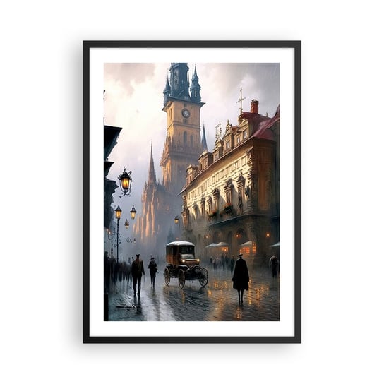 Obraz - Plakat - Czar praskiego wieczoru - 50x70cm - Stare Miasto Praga Historyczny - Nowoczesny modny obraz Plakat czarna rama ARTTOR ARTTOR