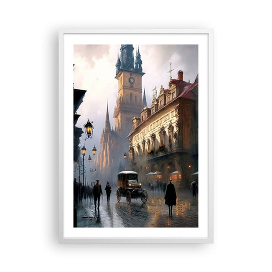 Obraz - Plakat - Czar praskiego wieczoru - 50x70cm - Stare Miasto Praga Historyczny - Nowoczesny modny obraz Plakat rama biała ARTTOR ARTTOR