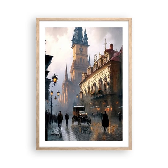 Obraz - Plakat - Czar praskiego wieczoru - 50x70cm - Stare Miasto Praga Historyczny - Nowoczesny modny obraz Plakat rama jasny dąb ARTTOR ARTTOR