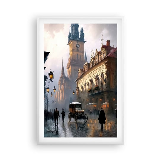 Obraz - Plakat - Czar praskiego wieczoru - 61x91cm - Stare Miasto Praga Historyczny - Foto Plakaty na ścianę w ramie białej - Plakat do Salonu Sypialni ARTTOR ARTTOR