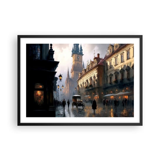 Obraz - Plakat - Czar praskiego wieczoru - 70x50cm - Stare Miasto Praga Historyczny - Nowoczesny modny obraz Plakat czarna rama ARTTOR ARTTOR