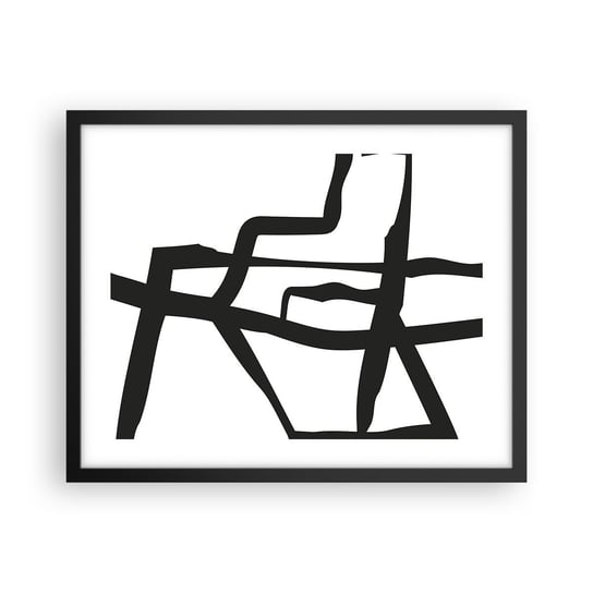 Obraz - Plakat - Czarno-biała konstrukcja - 50x40cm - Kreska Czarno-Biały Abstrakcjonizm - Foto Plakaty w ramie koloru czarnego do Salonu Sypialni ARTTOR ARTTOR